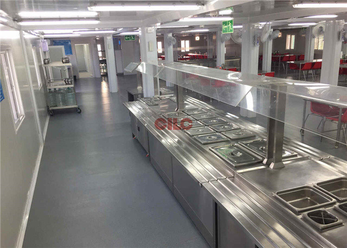 Stainless Steel Portable Canteen Buildings 20ft Heatproof Mineral Wool