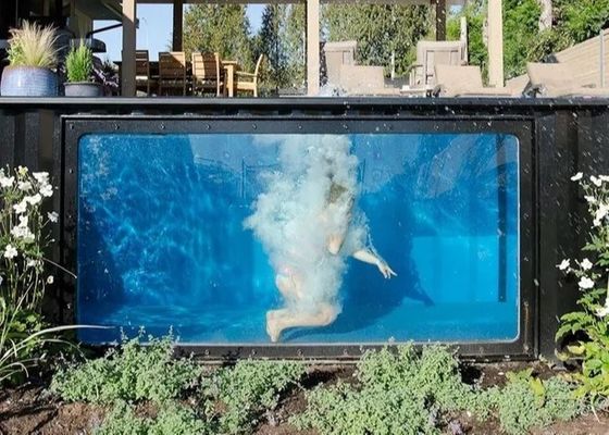 Double Layer Hollow Tempered Glass 40FT Shipping Container Pool