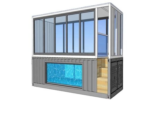 Customization 20GP Swimming Pool Shipping Container With Glass Side