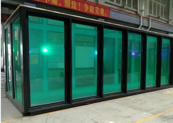 Double Layer Hollow Tempered Glass 40ft Prefab Shipping Container Exhibition